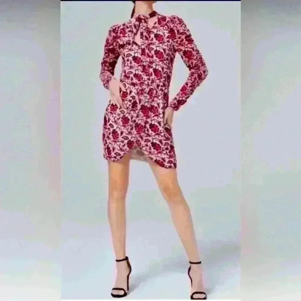 ML Monique Lhuillier Printed Velvet Cocktail Dress Size 4 NWT
